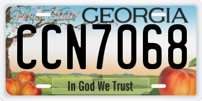 GA license plate CCN7068