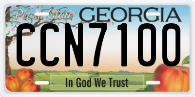 GA license plate CCN7100