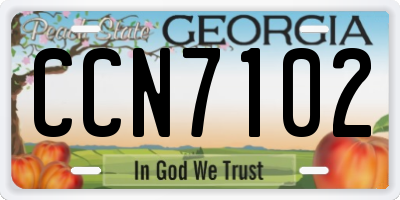 GA license plate CCN7102