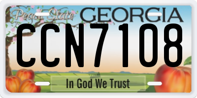 GA license plate CCN7108