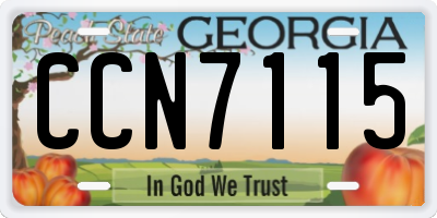 GA license plate CCN7115