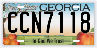 GA license plate CCN7118