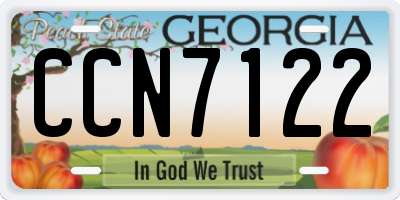GA license plate CCN7122