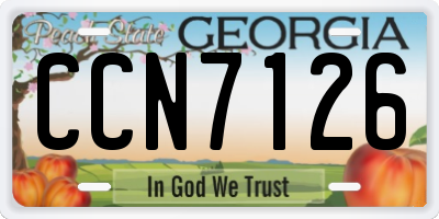 GA license plate CCN7126