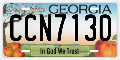 GA license plate CCN7130