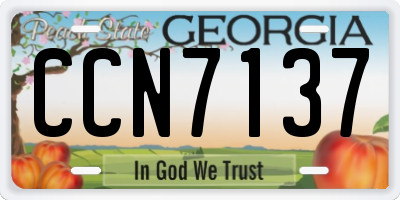 GA license plate CCN7137
