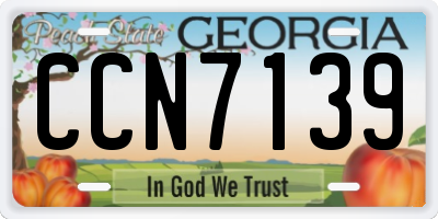 GA license plate CCN7139