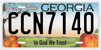 GA license plate CCN7140
