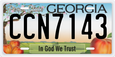 GA license plate CCN7143