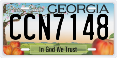 GA license plate CCN7148