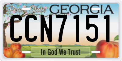 GA license plate CCN7151