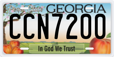 GA license plate CCN7200