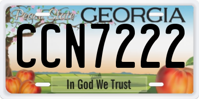 GA license plate CCN7222