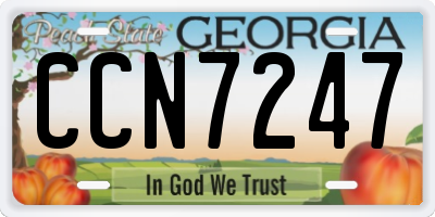 GA license plate CCN7247
