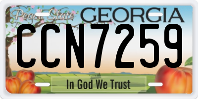 GA license plate CCN7259