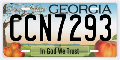 GA license plate CCN7293