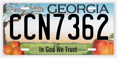 GA license plate CCN7362