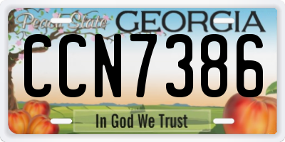 GA license plate CCN7386