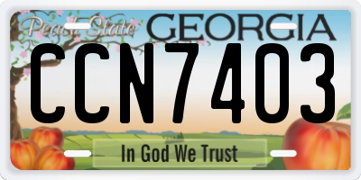 GA license plate CCN7403