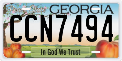 GA license plate CCN7494
