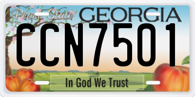 GA license plate CCN7501