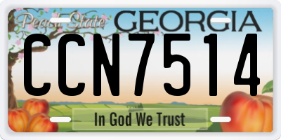 GA license plate CCN7514