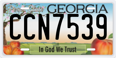 GA license plate CCN7539