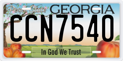GA license plate CCN7540