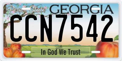 GA license plate CCN7542