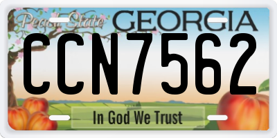 GA license plate CCN7562
