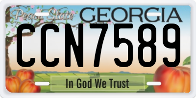 GA license plate CCN7589