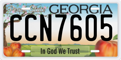 GA license plate CCN7605