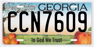 GA license plate CCN7609