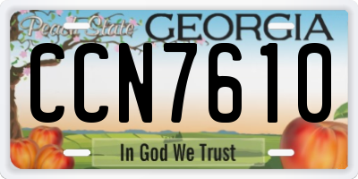 GA license plate CCN7610