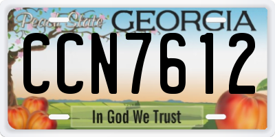 GA license plate CCN7612