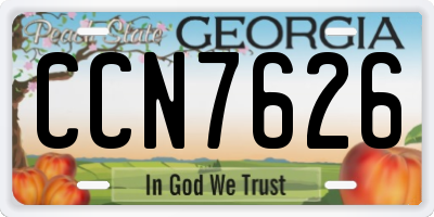 GA license plate CCN7626