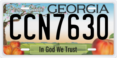 GA license plate CCN7630
