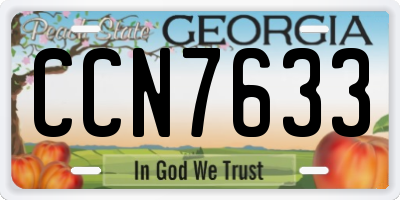 GA license plate CCN7633