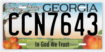 GA license plate CCN7643