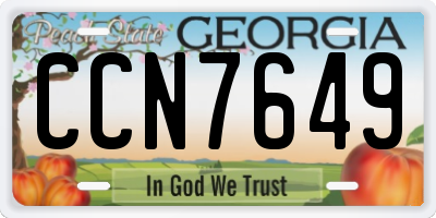 GA license plate CCN7649