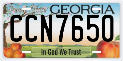 GA license plate CCN7650