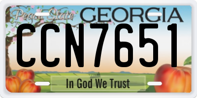 GA license plate CCN7651