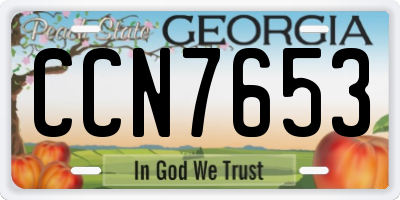 GA license plate CCN7653