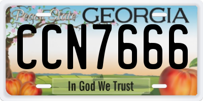 GA license plate CCN7666