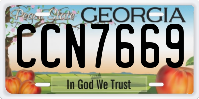 GA license plate CCN7669