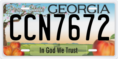 GA license plate CCN7672