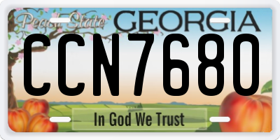 GA license plate CCN7680