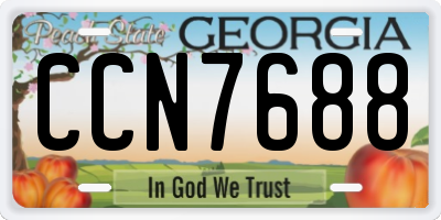 GA license plate CCN7688