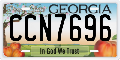 GA license plate CCN7696