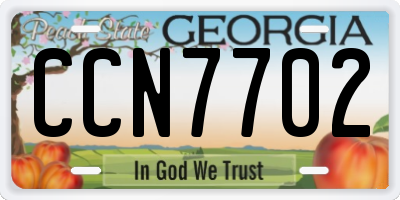 GA license plate CCN7702